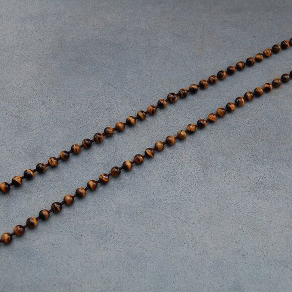Tiger Eye Necklace,Hand Knotted Necklace,8mm Tiger Eye Stone Beads Knot Necklace - Picture 3 of 4